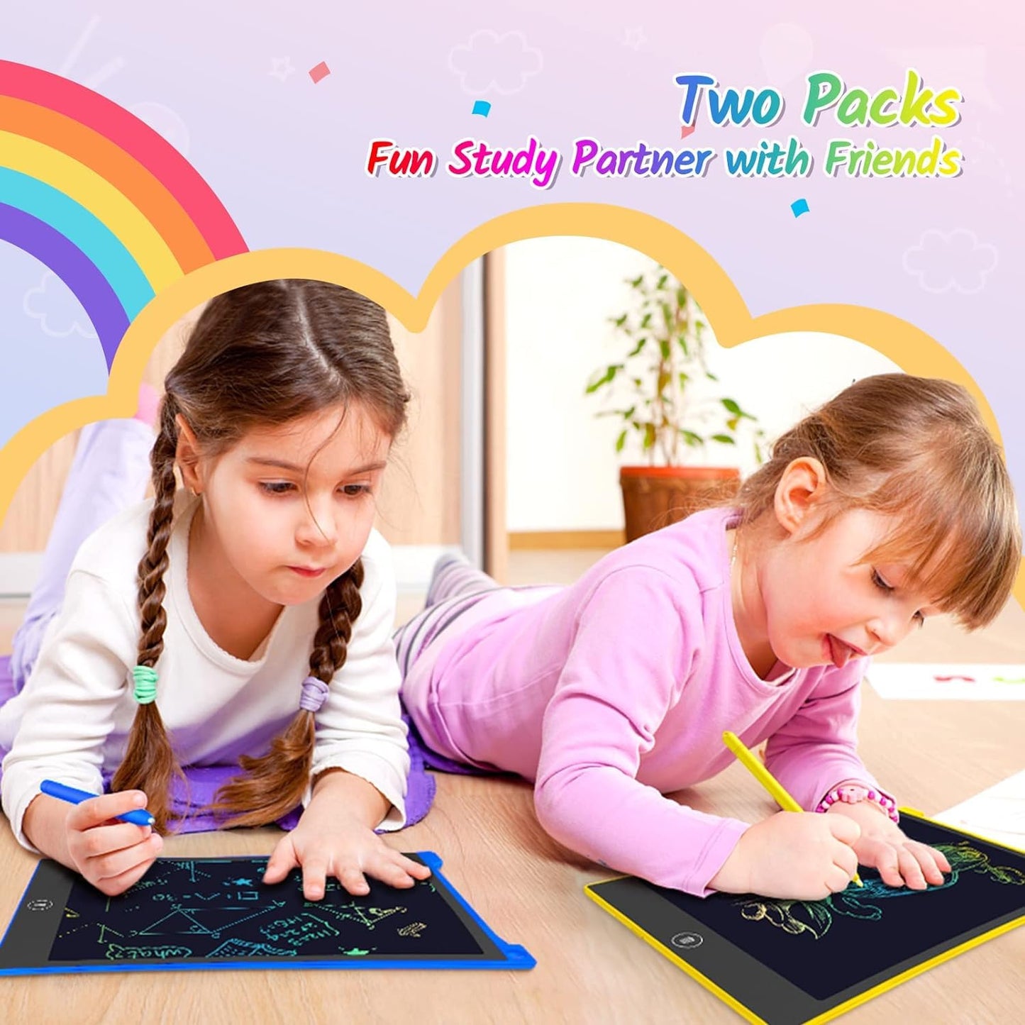 TECJOE 2 Pack LCD Writing Tablet – 10-Inch Doodle Board for Kids (Ages 3–8), Travel Learning Toy