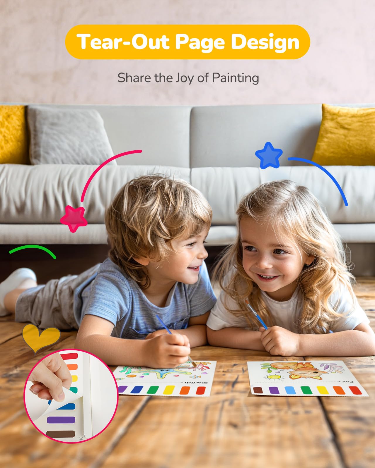 TECJOE 3-Pack Watercolor Painting Books for Toddlers – Mess-Free, Colorful Art Set