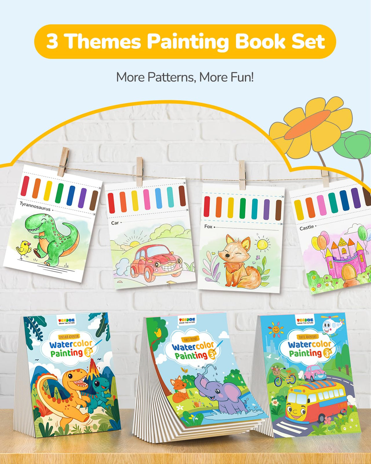 TECJOE 3-Pack Paint with Water Coloring Books for Kids 4-8 – Mess-Free Art Set