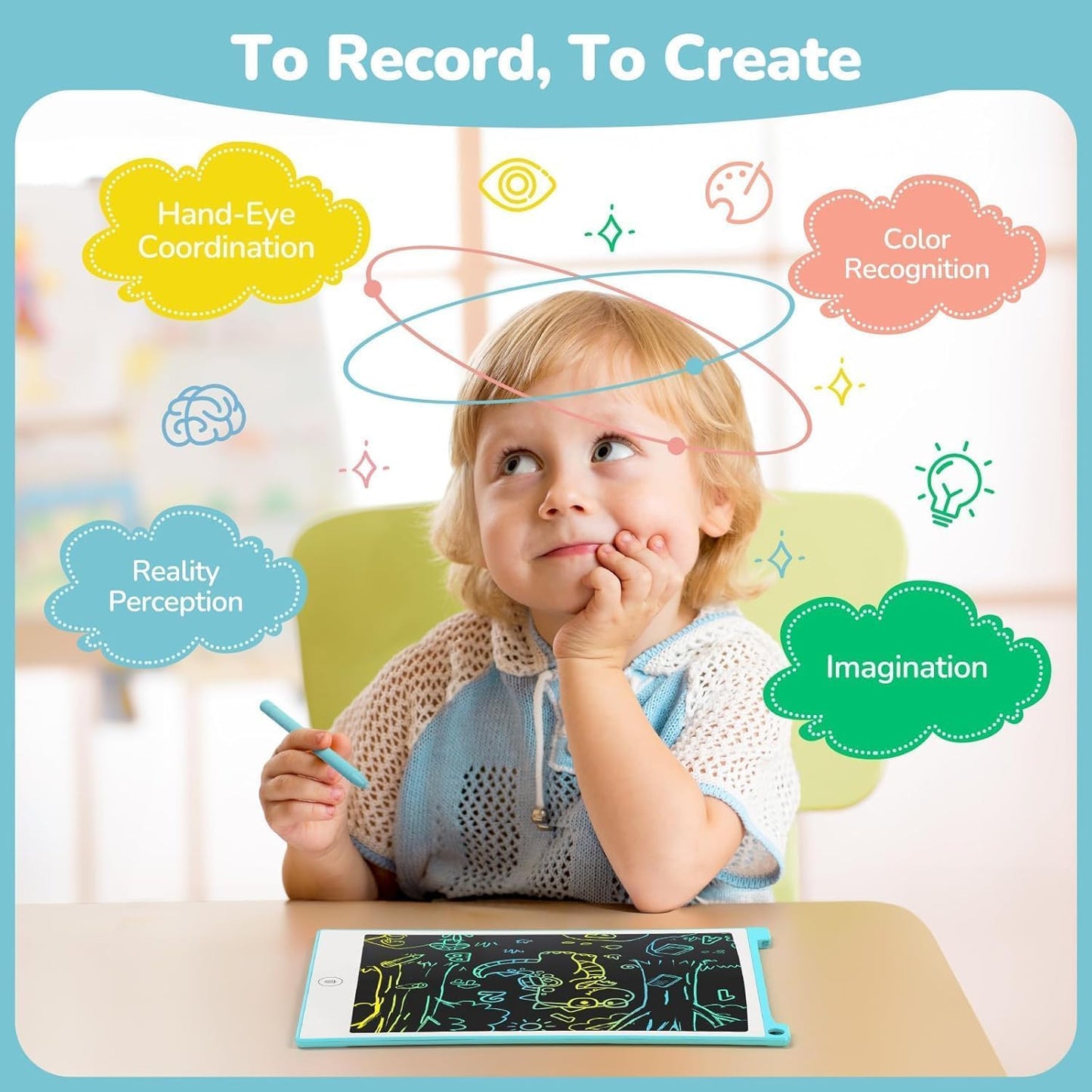 TECJOE 4 Pack LCD Writing Tablet - 8.5-Inch Colorful Doodle Boards for Kids