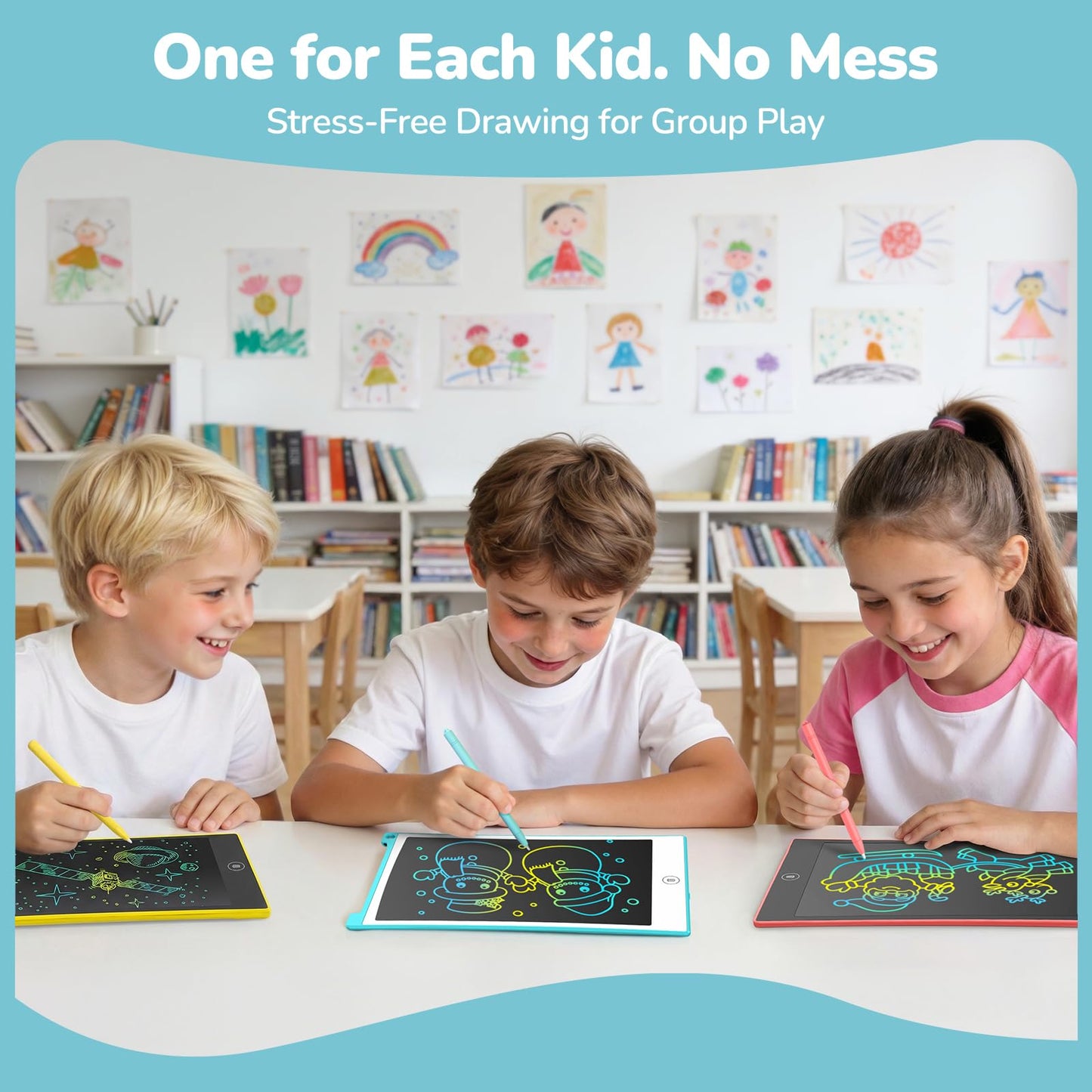 TECJOE 4 Pack LCD Writing Tablet - 8.5-Inch Colorful Doodle Boards for Kids