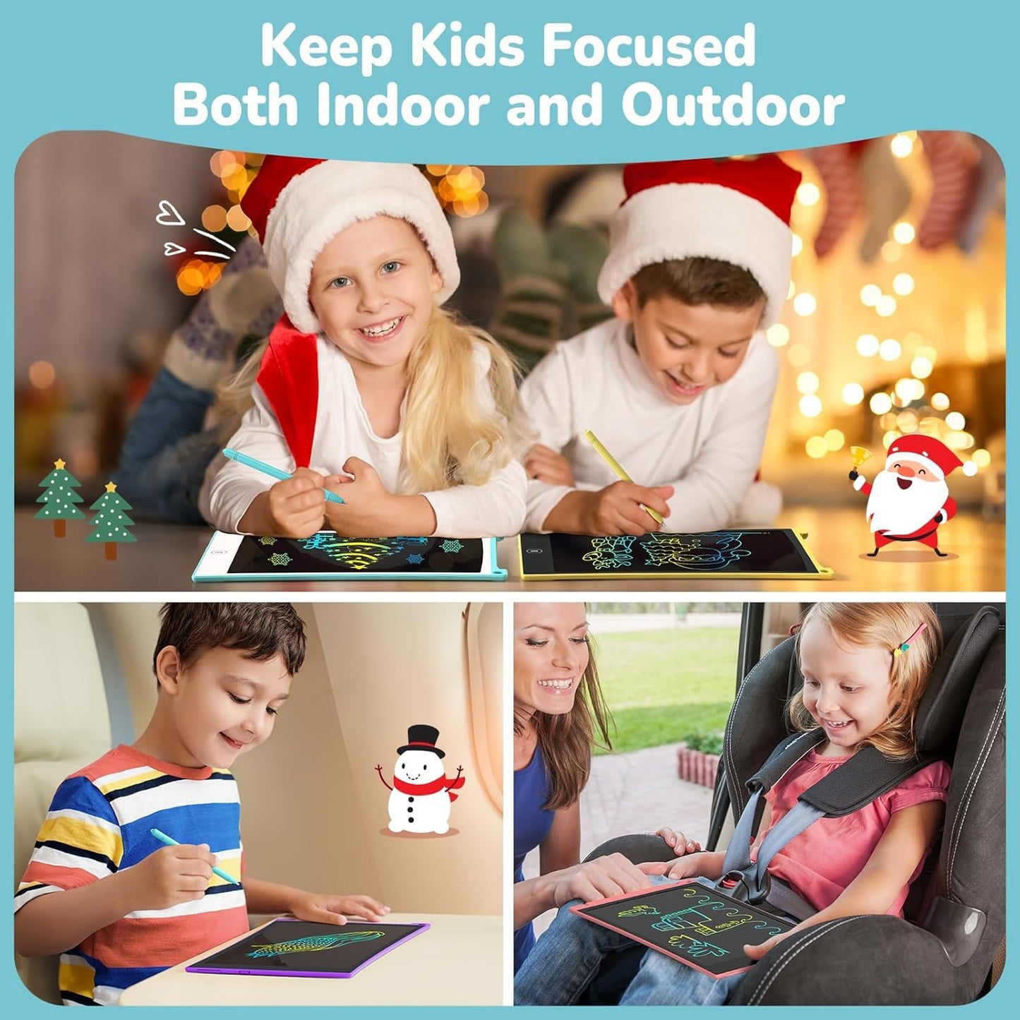 TECJOE 4 Pack LCD Writing Tablet - 8.5-Inch Colorful Doodle Boards for Kids