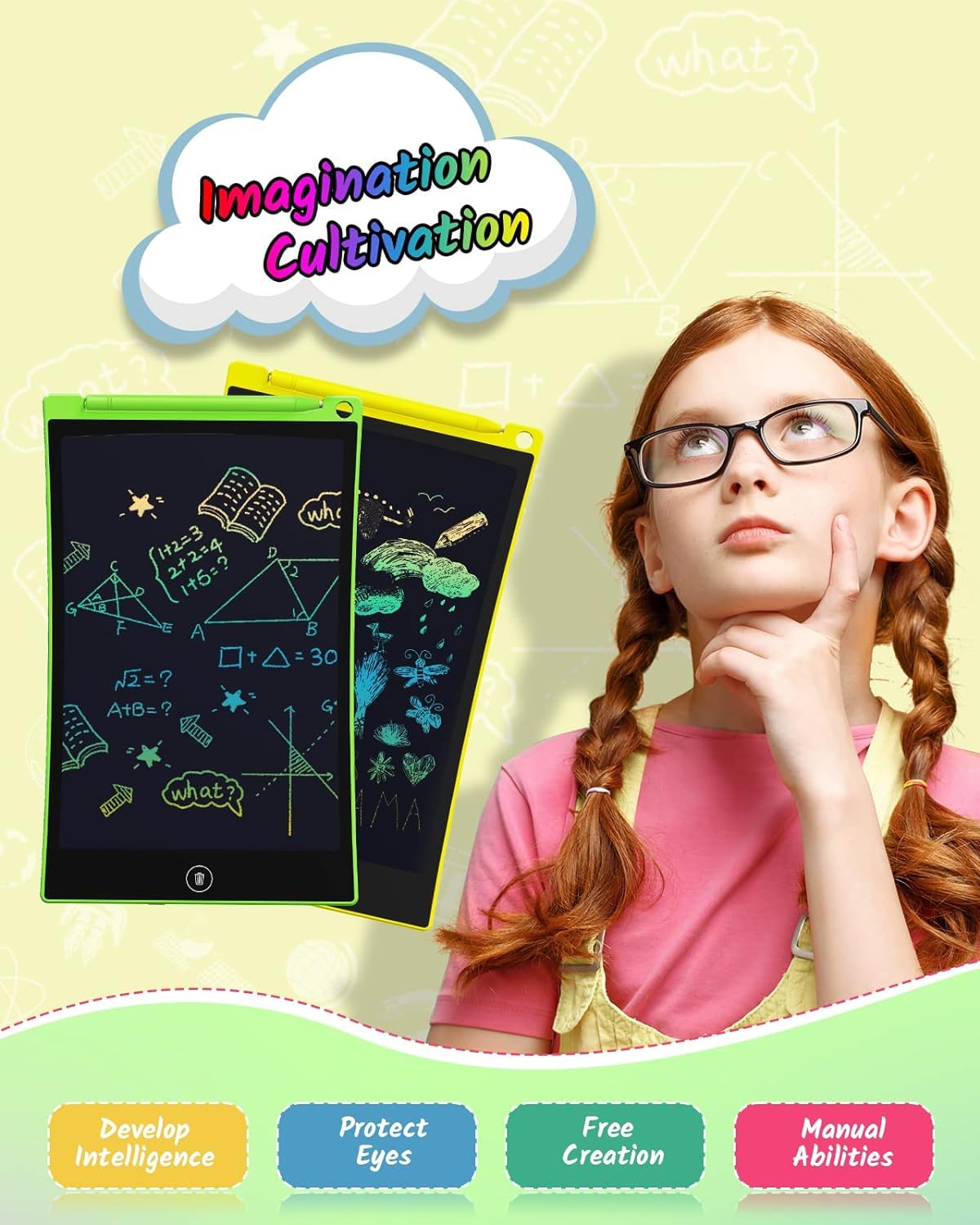 TECJOE 2 Pack LCD Writing Tablet – 8.5" Colorful Doodle Boards for Kids