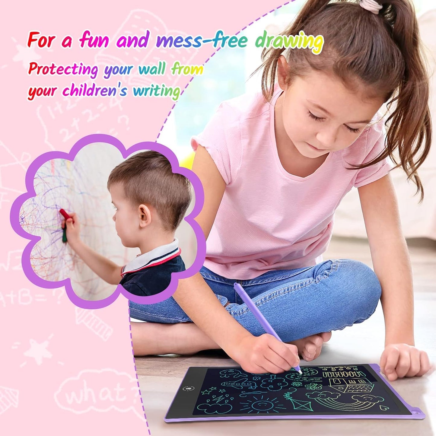 TECJOE 2-Pack 10-Inch LCD Writing Tablet — Colorful Doodle Boards for Kids, Travel & Learning
