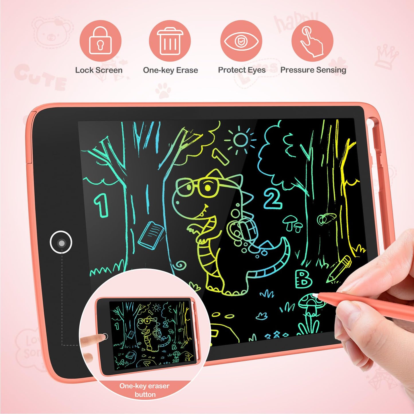 TECJOE 2 Pack LCD Writing Tablet – Magnetic Doodle Boards for Kids, 8.5in Blue & Pink