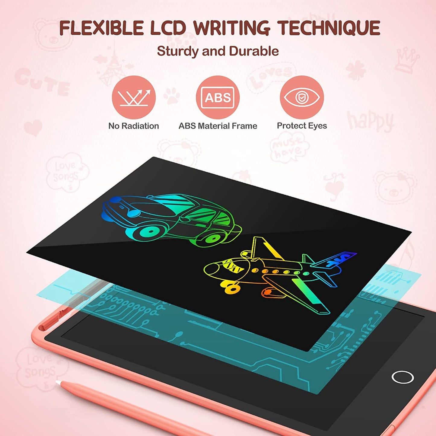 TECJOE 2 Pack LCD Writing Tablet – Magnetic Doodle Boards for Kids, 8.5in Blue & Pink