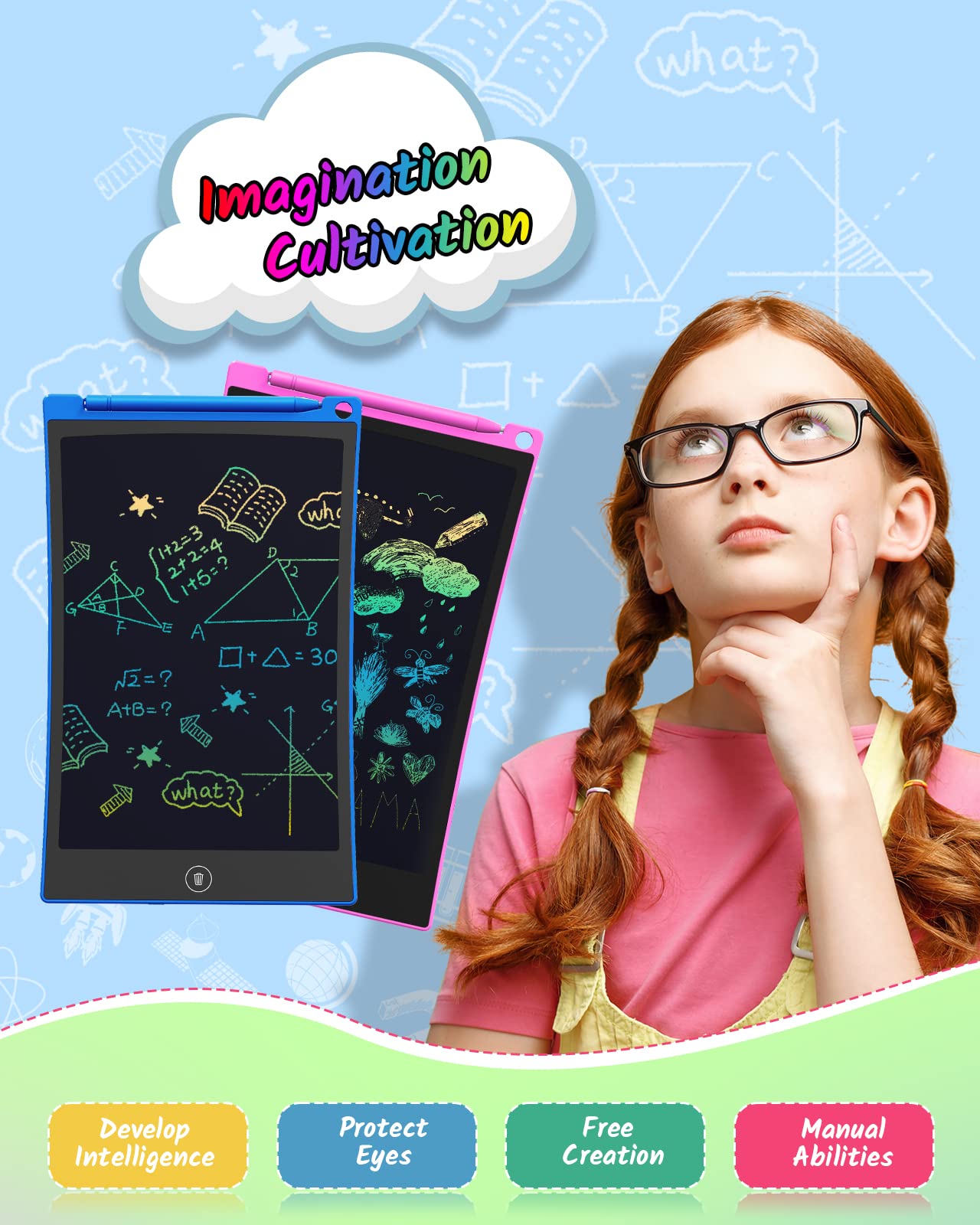 TECJOE 2 Pack LCD Writing Tablet 8.5-Inch Colorful Doodle Board for Kids – Travel, Learning & Creative Play