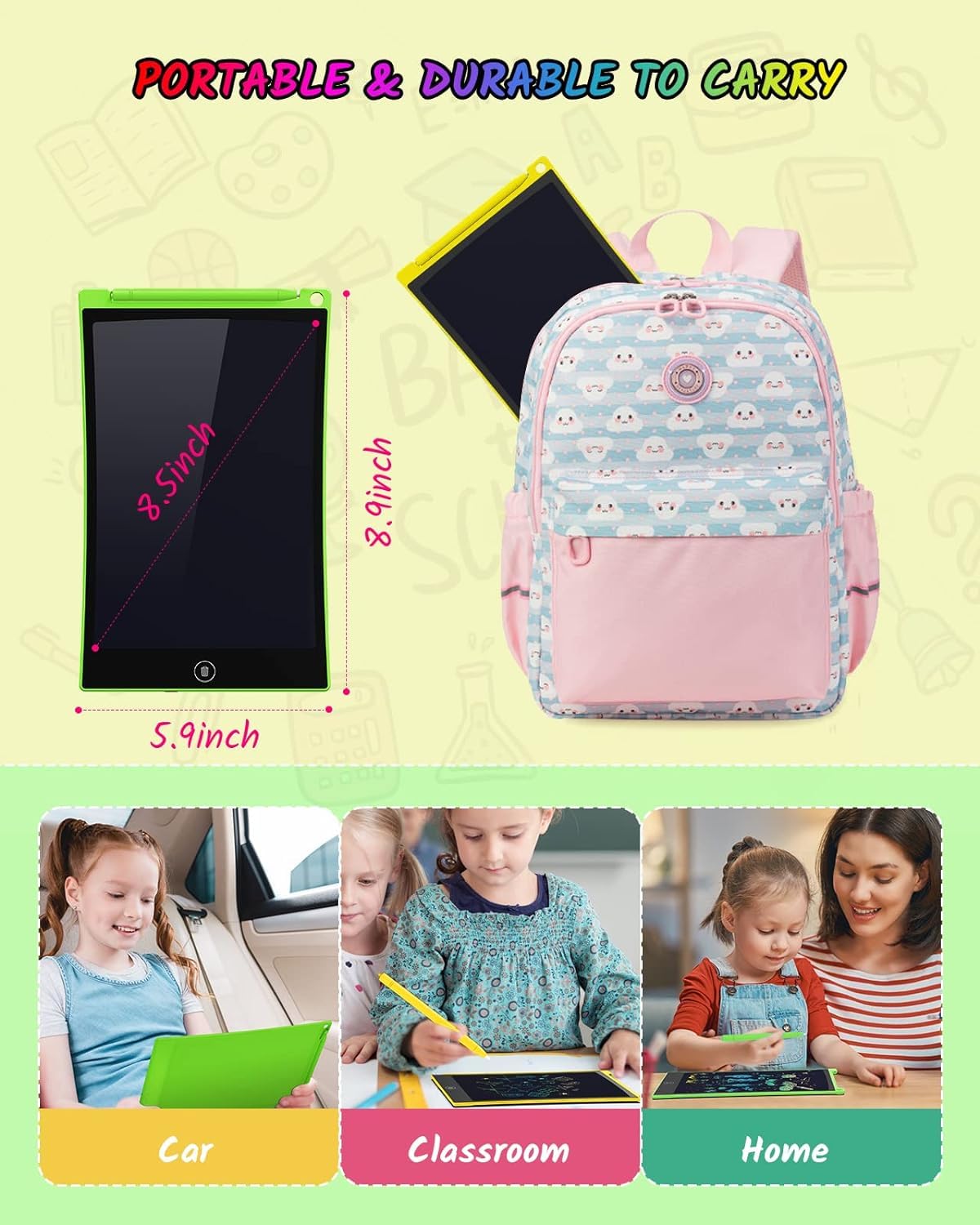 TECJOE 2 Pack LCD Writing Tablet – 8.5" Colorful Doodle Boards for Kids