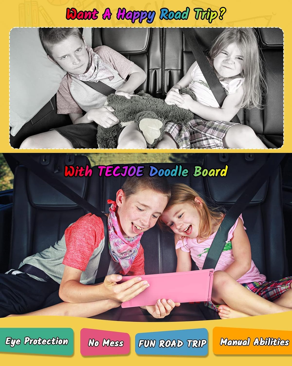 TECJOE 2 Pack LCD Writing Tablet — 8.5" Colorful Doodle Board for Kids, Travel & Learning