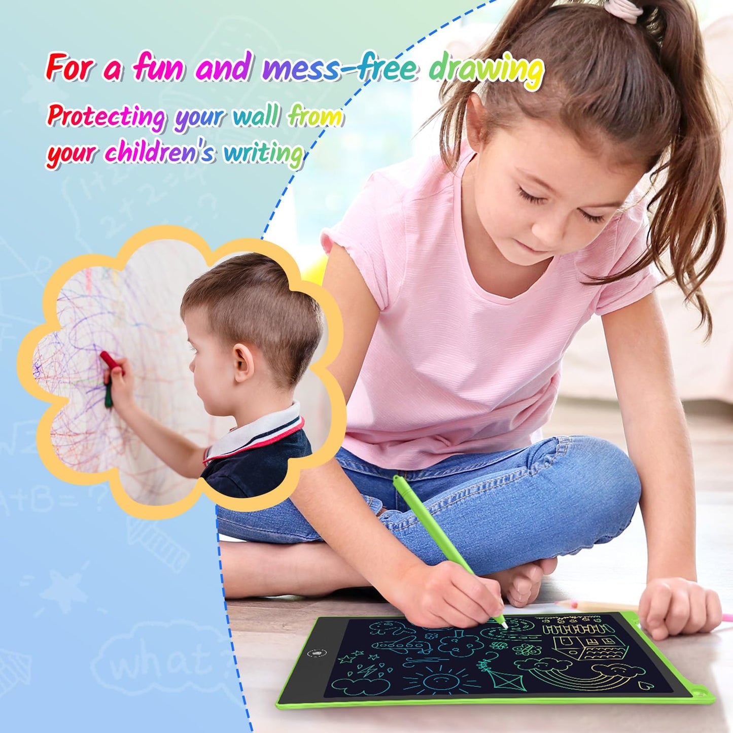 TECJOE 2-Pack 10-Inch LCD Writing Tablet for Kids | Colorful Doodle Board