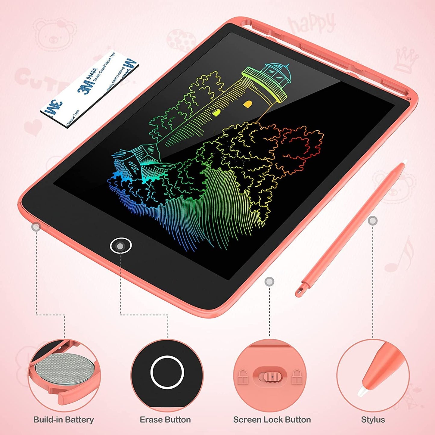 TECJOE 2 Pack LCD Writing Tablet – Magnetic Doodle Boards for Kids, 8.5in Blue & Pink