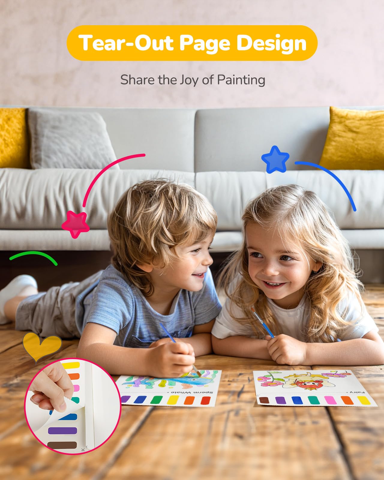 TECJOE 3-Pack Watercolor Coloring Books for Toddlers – Forest, Ocean, Princess & Dinosaur Themes