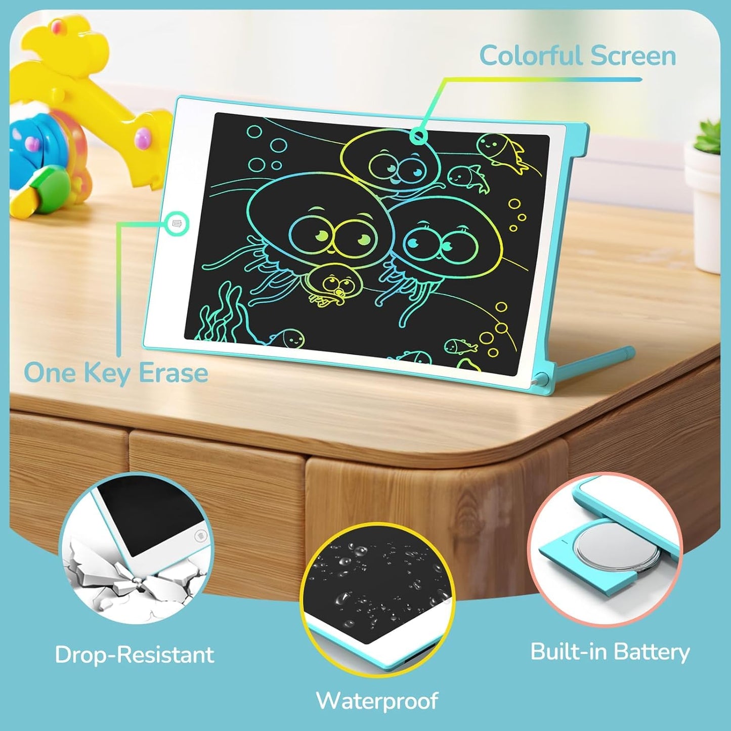 TECJOE 4 Pack LCD Writing Tablet – 8.5” Colorful Drawing Boards for Kids, Travel Activities & Learning Toys (Ages 3–8)