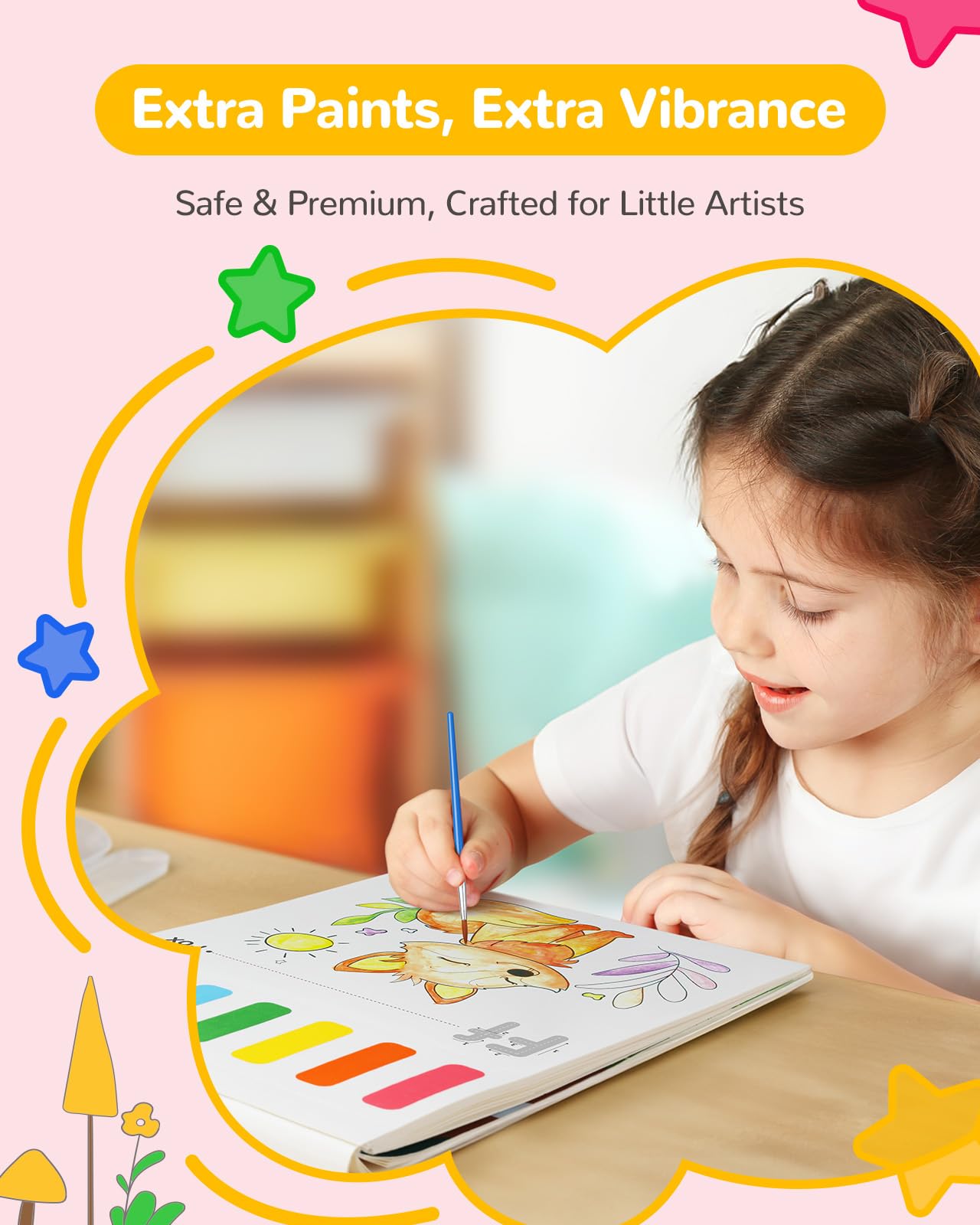 TECJOE Paint with Water Coloring Book for Kids – Alphabet Animals, 26 Pages, 3 Brushes, Mess-Free