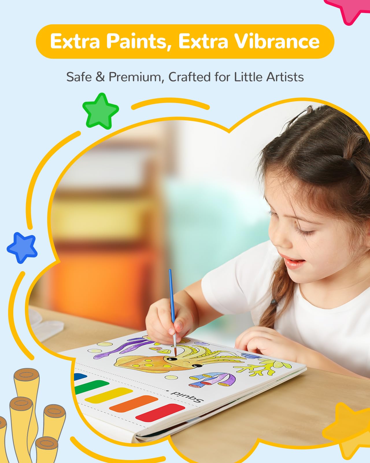 TECJOE Ocean Encounters Paint with Water Coloring Book Set for Kids — Mess-Free Marine Art