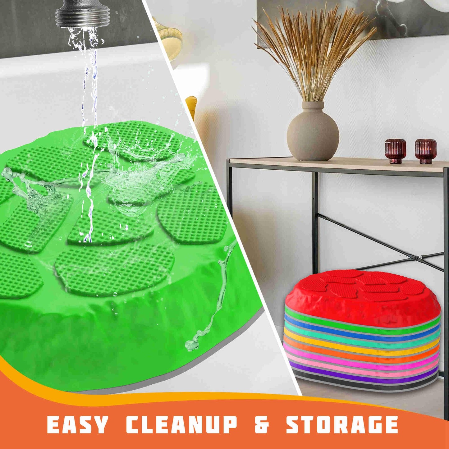 TECKMICO 10-Pack Stepping Stones for Kids - Non-Slip Balance Tiles for Indoor and Outdoor Play