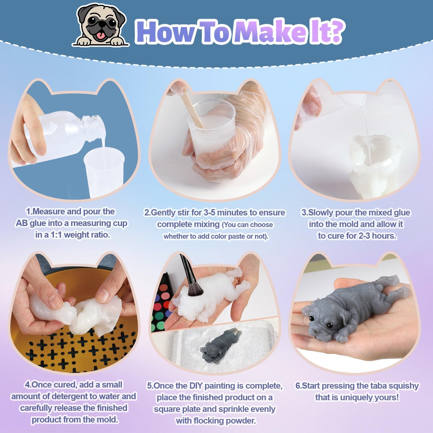 TECMIYO DIY Taba Squishy Kit with Animal Molds & 14oz Silicone Gel