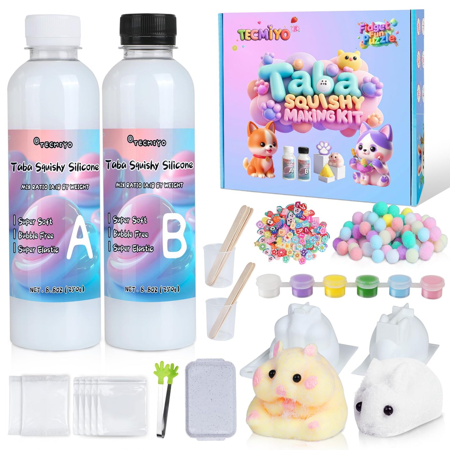 TECMIYO Taba Squishy Kit — Create Ultra-Soft DIY Squishies with 1:1 Silicone A/B