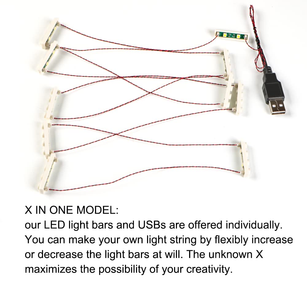 TEDDOO 20pcs 1X4 LED Lighting Kit — USB-Powered Lights for LEGO Bricks (Warm White)
