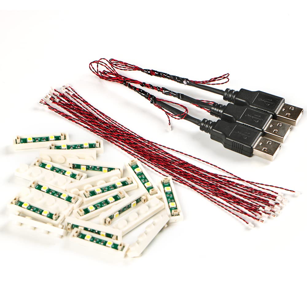 TEDDOO 20pcs 1X4 LED Lighting Kit — USB-Powered Lights for LEGO Bricks (Warm White)