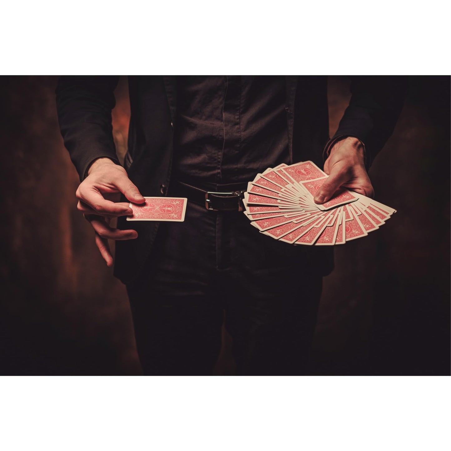 Ted's Sterling Magic Precision Red Rider Back Svengali Deck — 100+ Tricks + Wizard Coin