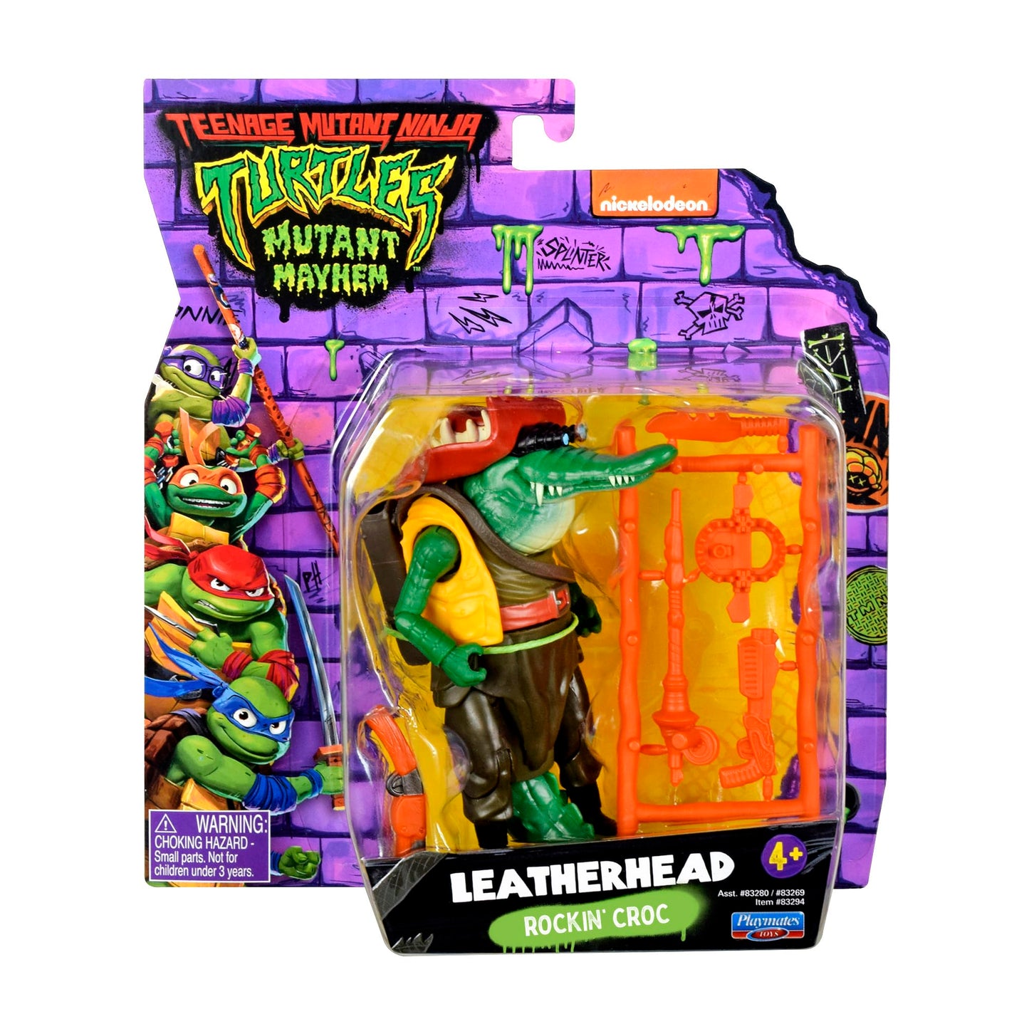 Teenage Mutant Ninja Turtles Leatherhead Mutant Mayhem 4.5-Inch Action Figure – Detailed Poseable Basic Figure for TMNT Fans and Kids 4-7 (Playmates 83294CO)