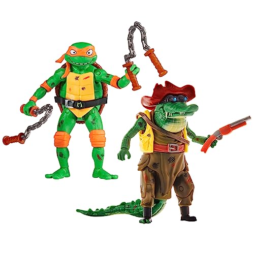 TMNT Michelangelo vs Leatherhead: 2-Figure Battle Diorama Set