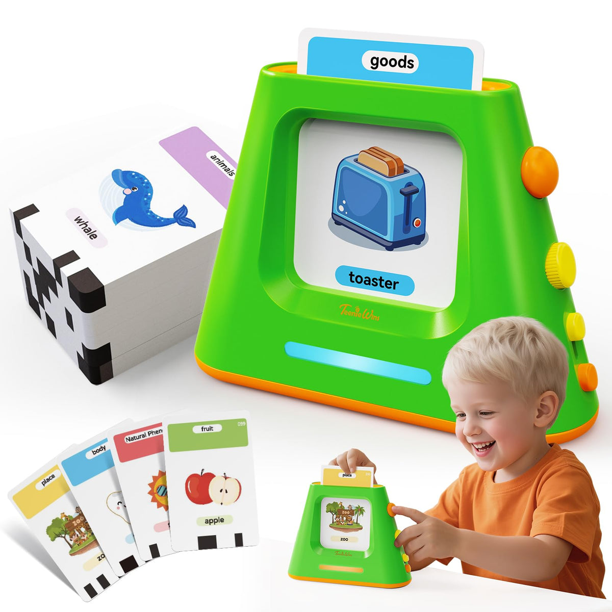 Teeniewins Talking Flash Cards for Toddlers — Self-Standing, Dual-Speed Learning with 448 Sight Words