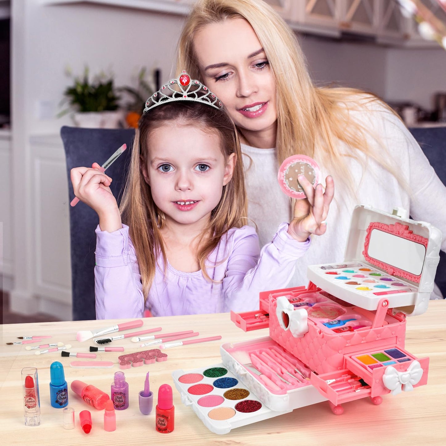 Teensymic Kids Washable Makeup Kit – 54-in-1 Safe, Portable Toy for Girls 4–12