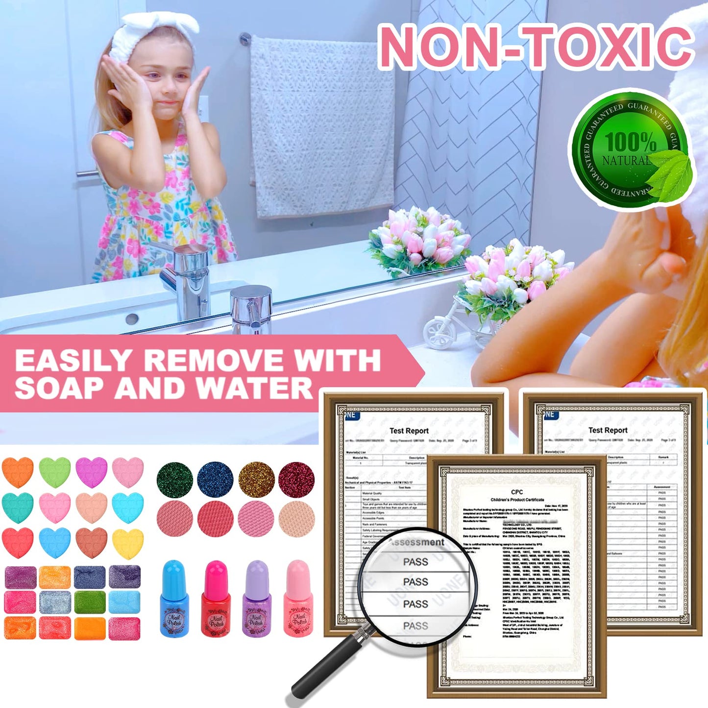 Teensymic Kids Washable Makeup Kit – 54-in-1 Safe, Portable Toy for Girls 4–12