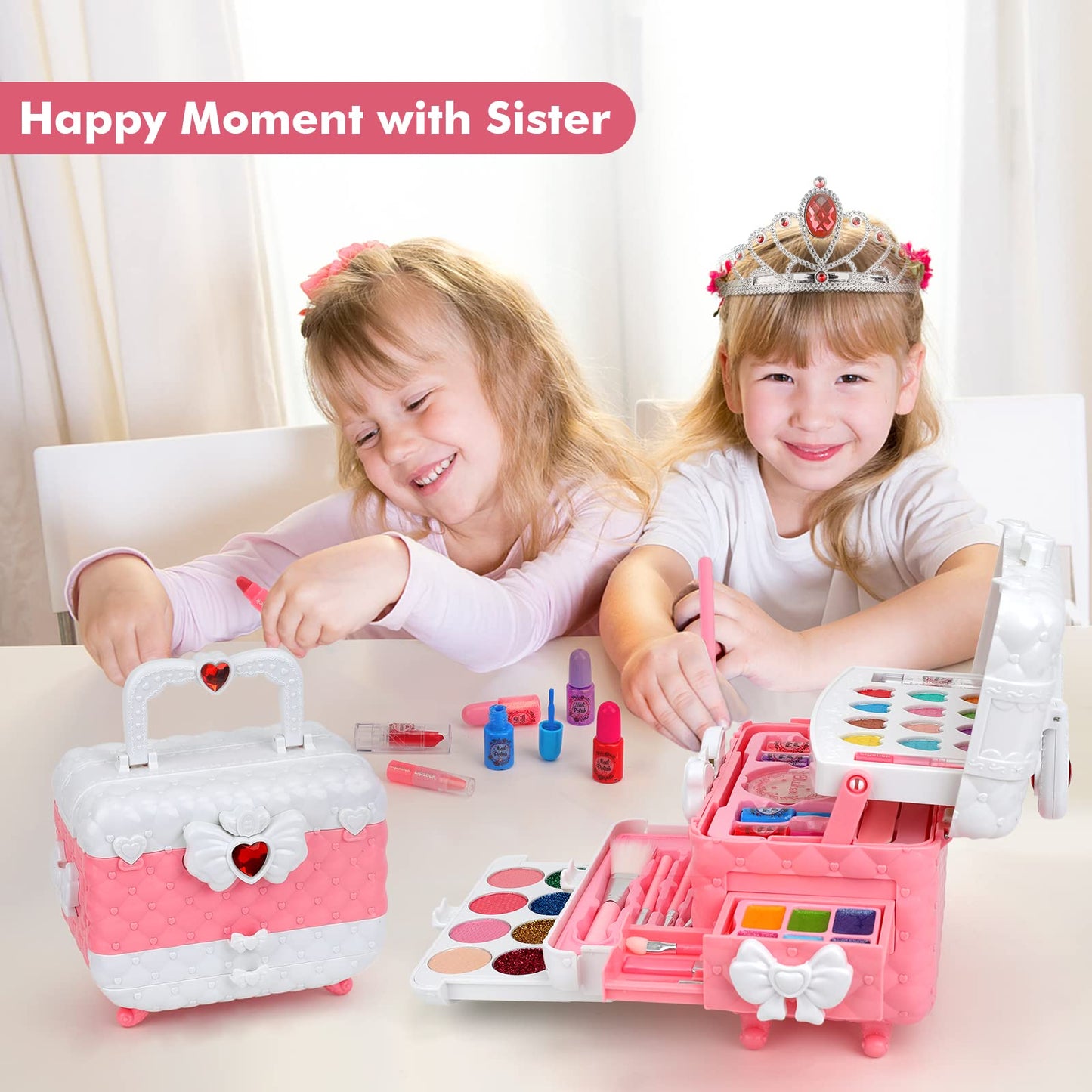 Teensymic Kids Washable Makeup Kit – 54-in-1 Safe, Portable Toy for Girls 4–12