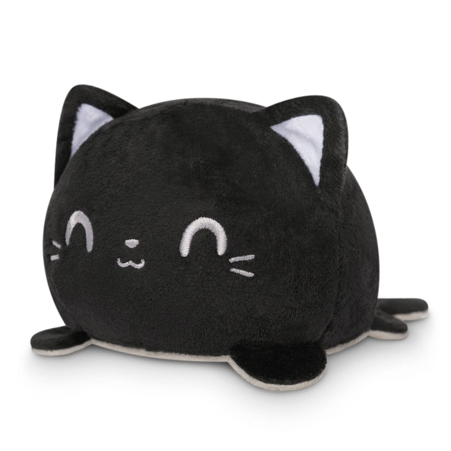TeeTurtle - The Original Reversible Cat Plushie (Black & Gray) | Mood-Expressive Plush