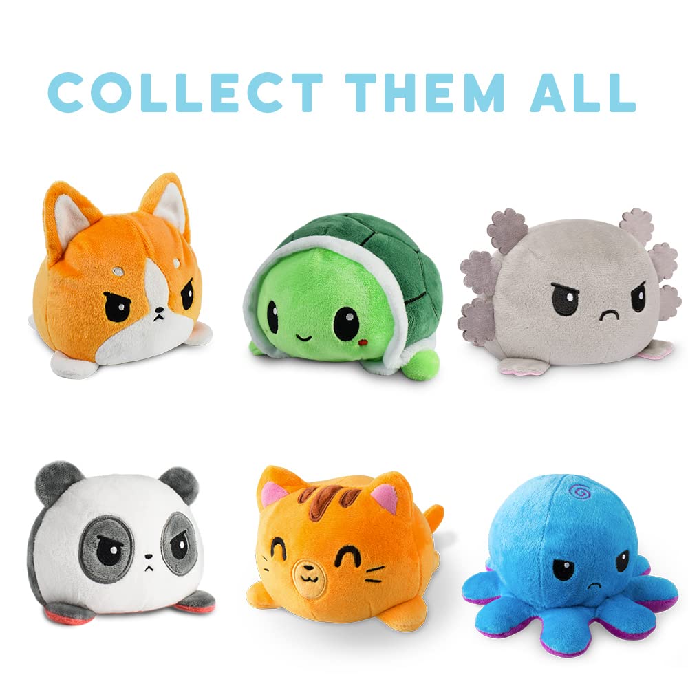 TeeTurtle - The Original Reversible Cat Plushie (Black & Gray) | Mood-Expressive Plush