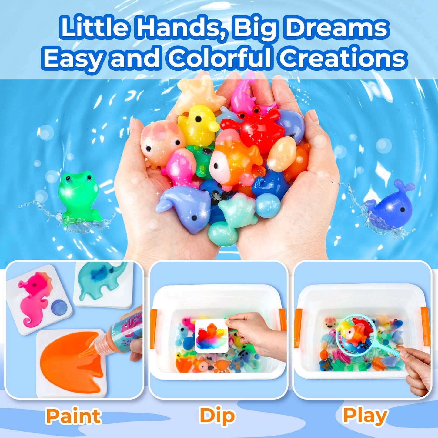 Teexpert Magic Water Elf Toy Kit – Aqua Fairy DIY Squishy Maker for Kids, 20 Colors & 20 Molds