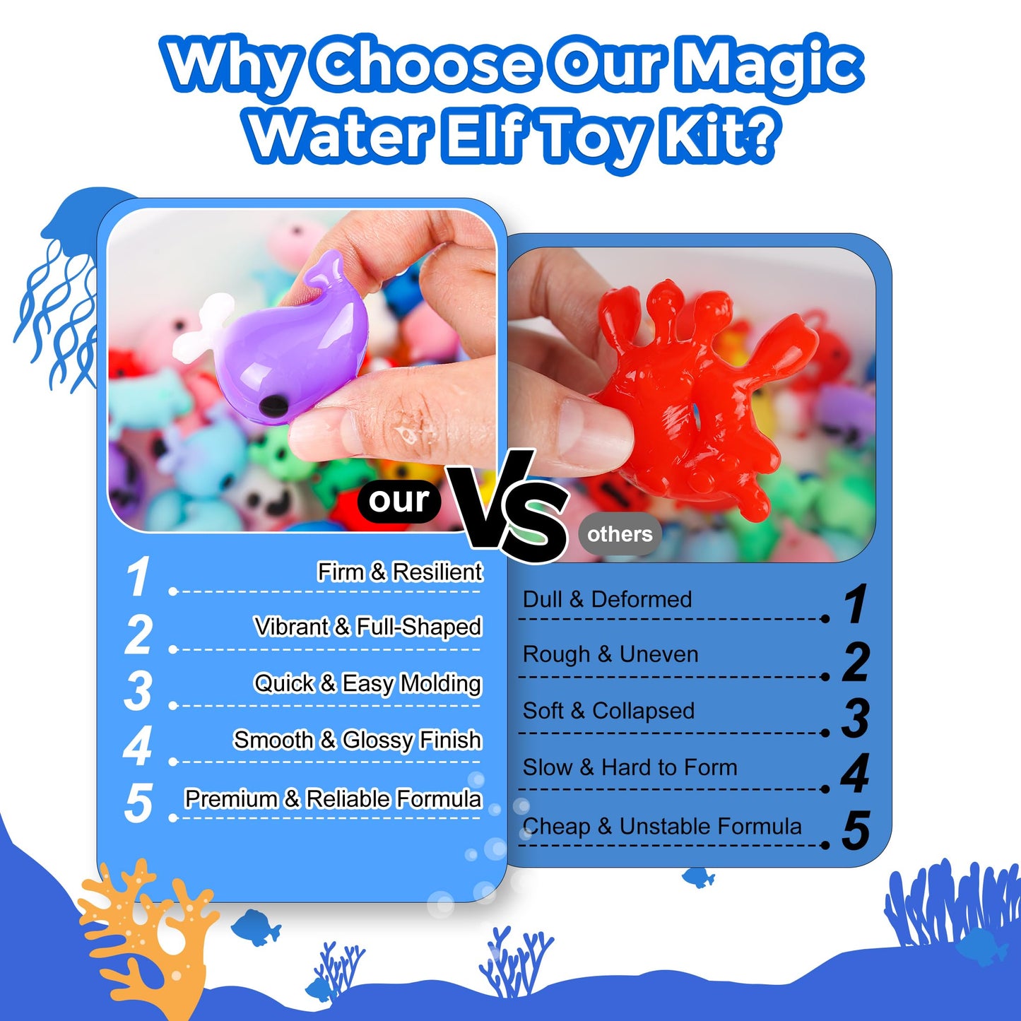 Teexpert Magic Water Elf Toy Kit – Aqua Fairy DIY Squishy Maker for Kids, 20 Colors & 20 Molds