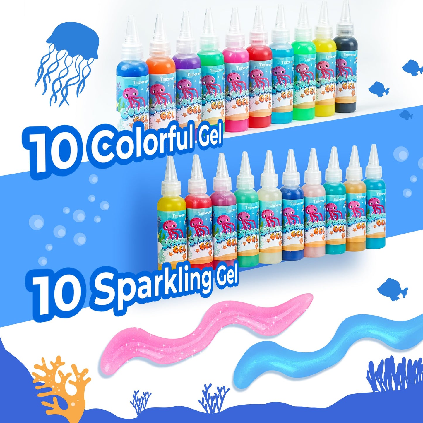 Teexpert Magic Water Elf Toy Kit – Aqua Fairy DIY Squishy Maker for Kids, 20 Colors & 20 Molds