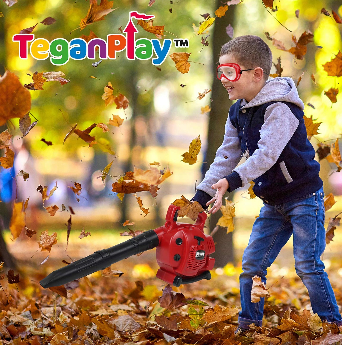 TeganPlay Power Garden Tools Set for Kids | Battery-Operated Hedge Trimmer, Leaf Blower & Chainsaw