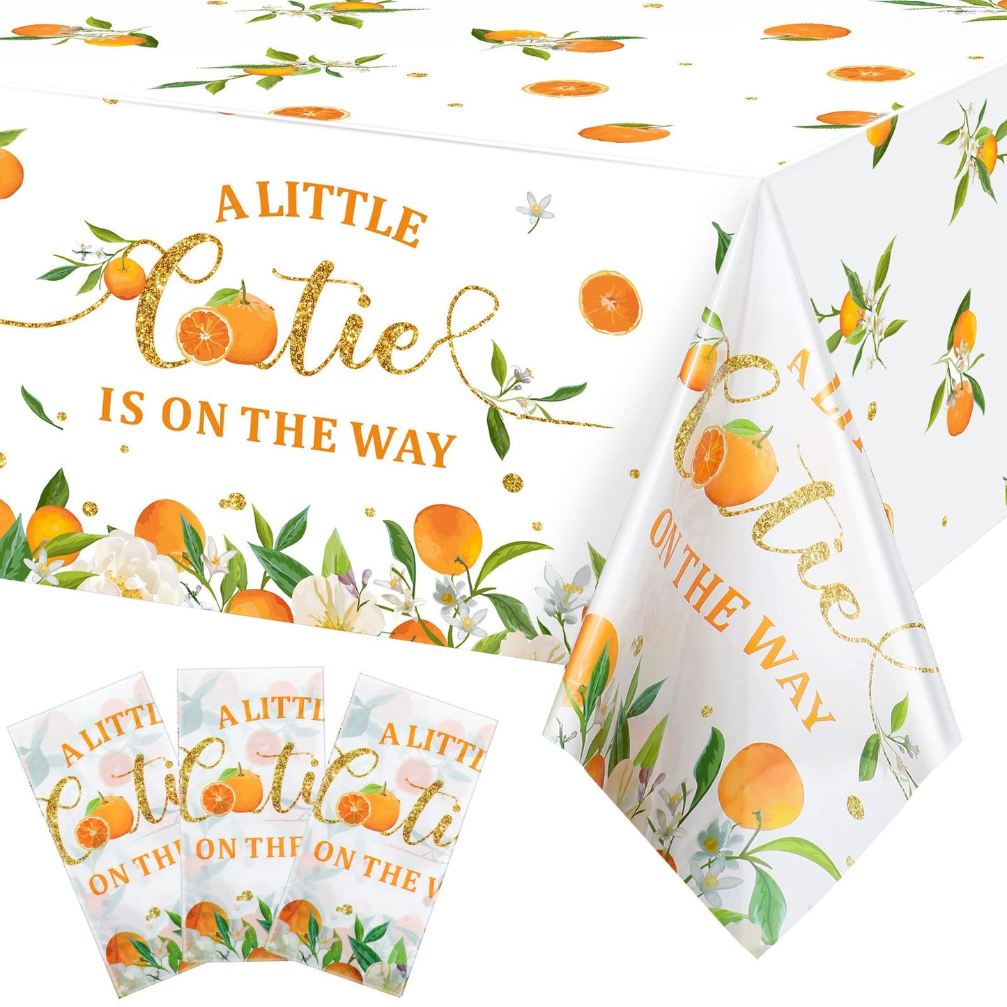 Tegeme Little Cutie Tablecloths - Orange Fruit Theme, 3-Pack (54x108 in)
