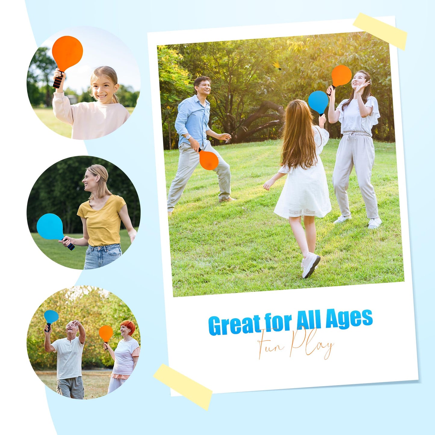 TEILLNET Paddle Ball Set – Family Outdoor Game (4 paddles, 4 balls, 8 birdies)