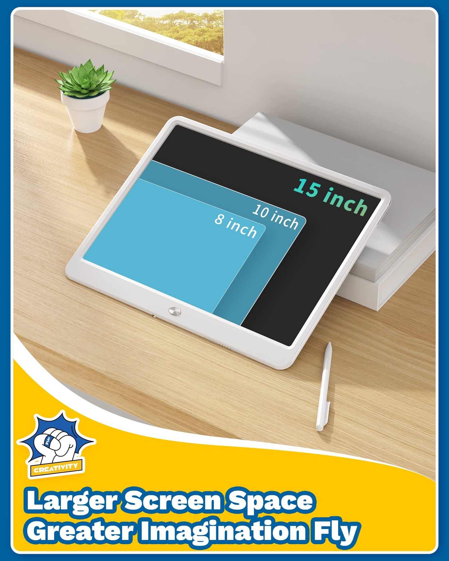TEKFUN 15-Inch LCD Writing Tablet – Easter Gifts for Kids, Age 8+, Erasable Drawing Board