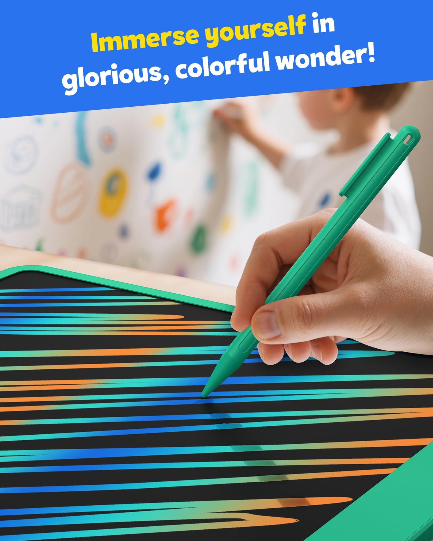 TEKFUN 16-Inch LCD Writing Tablet – Large Colorful Doodle Board for Adults & Kids (Green)