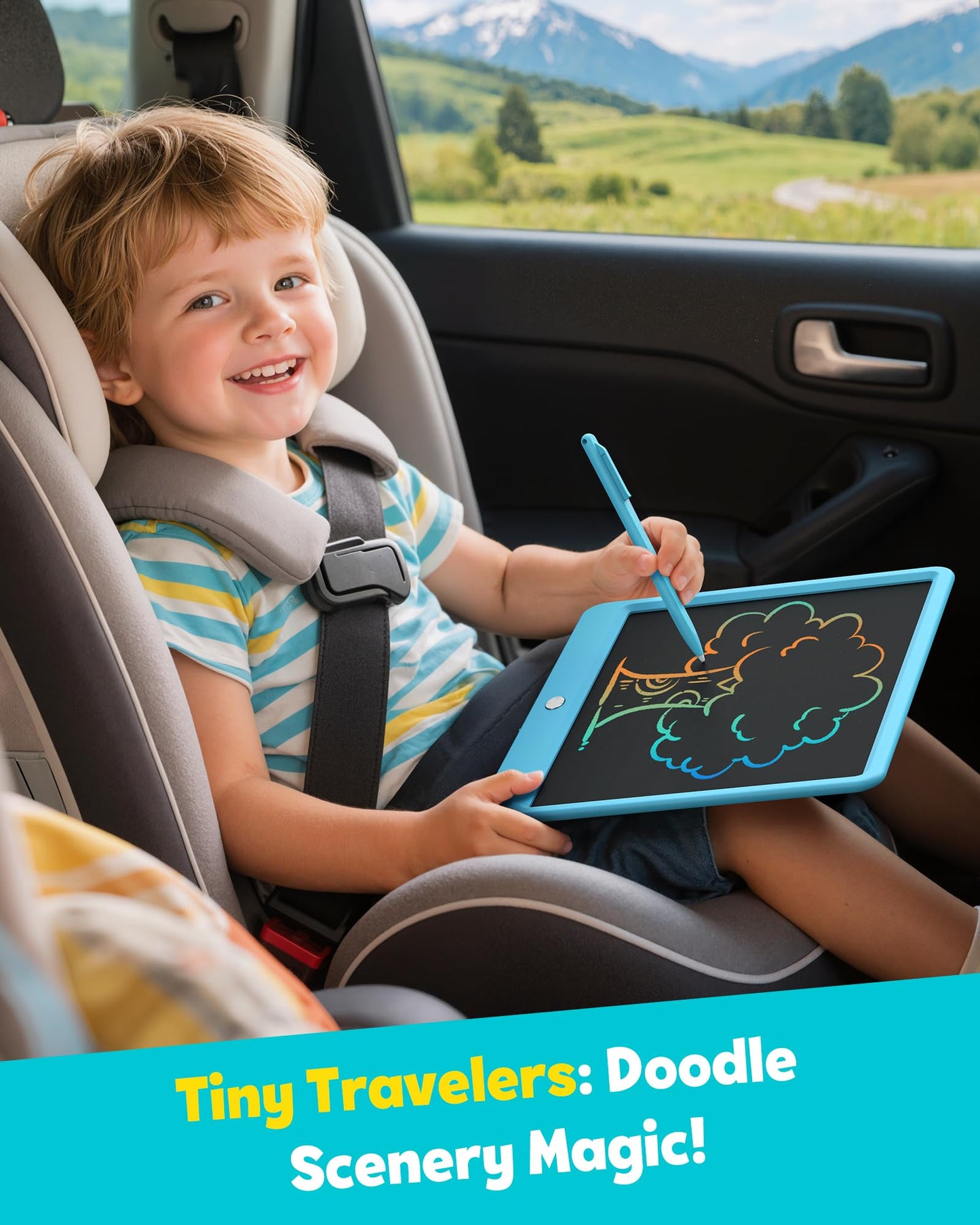 TEKFUN 12-Inch LCD Writing Tablet for Kids — Mess-Free Doodle Board (Blue)