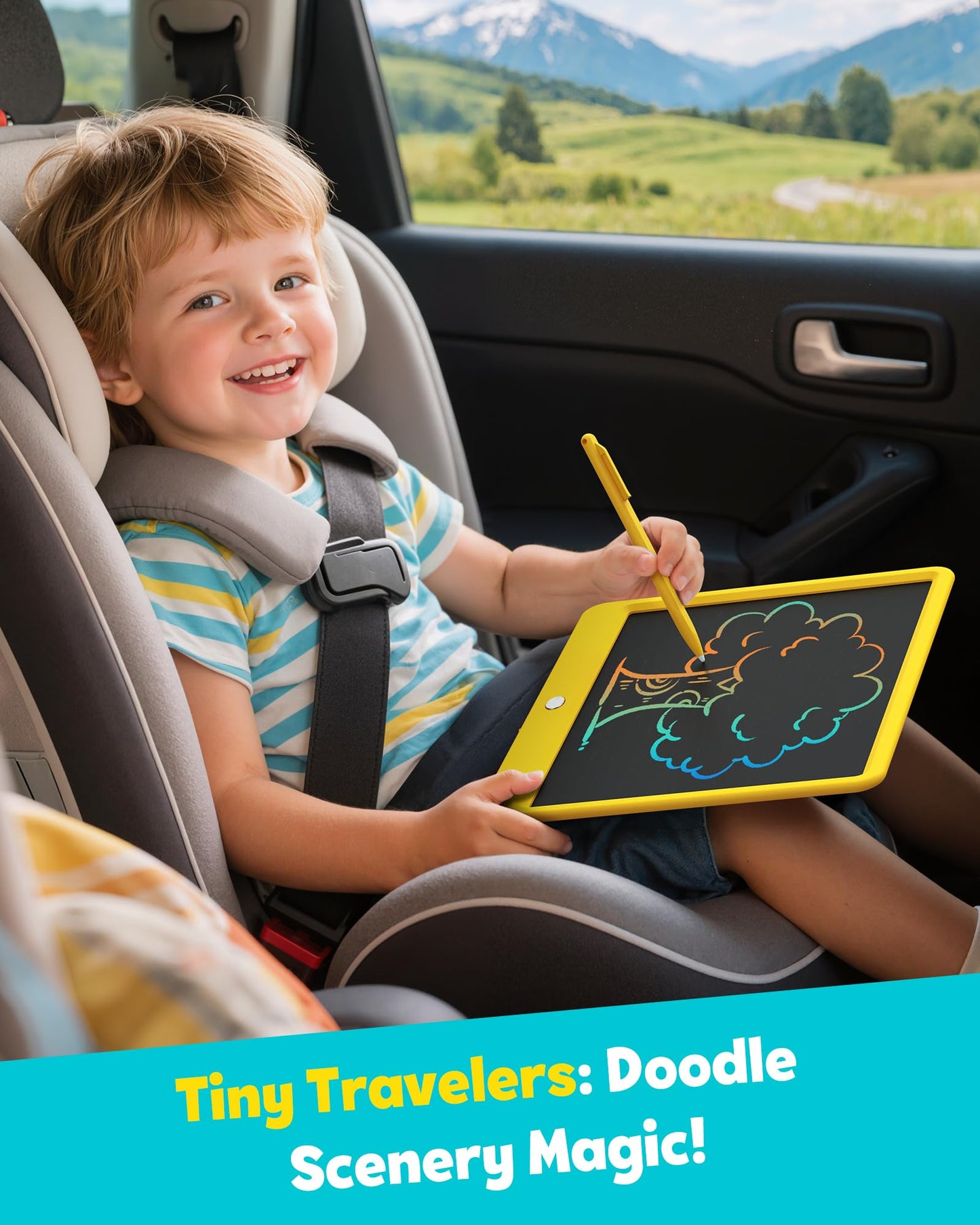 TEKFUN 12-Inch LCD Writing Tablet – Doodle Board for Kids (Yellow)
