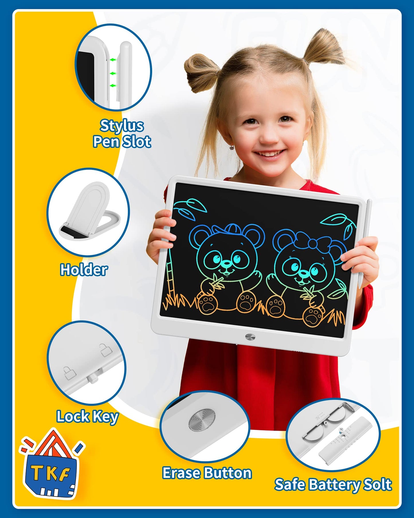 TEKFUN 15-Inch LCD Writing Tablet – Easter Gifts for Kids, Age 8+, Erasable Drawing Board