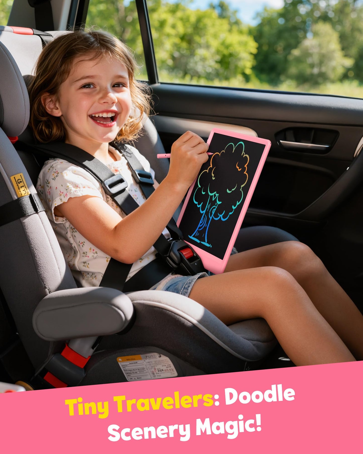 TEKFUN 10-Inch LCD Writing Tablet for Kids – Mess-Free Pink Doodle Board
