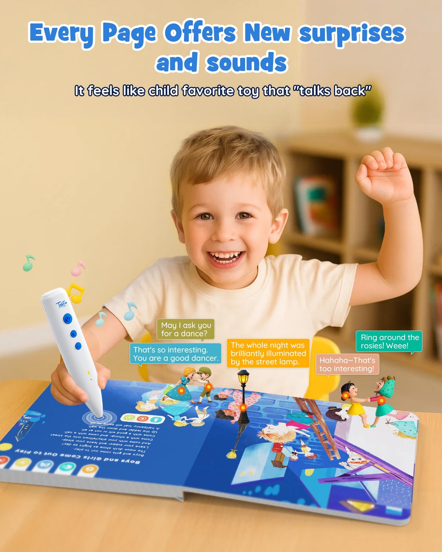 TEKFUN Musical Word Talking Pen Set – Interactive Reading for Toddlers and Kids