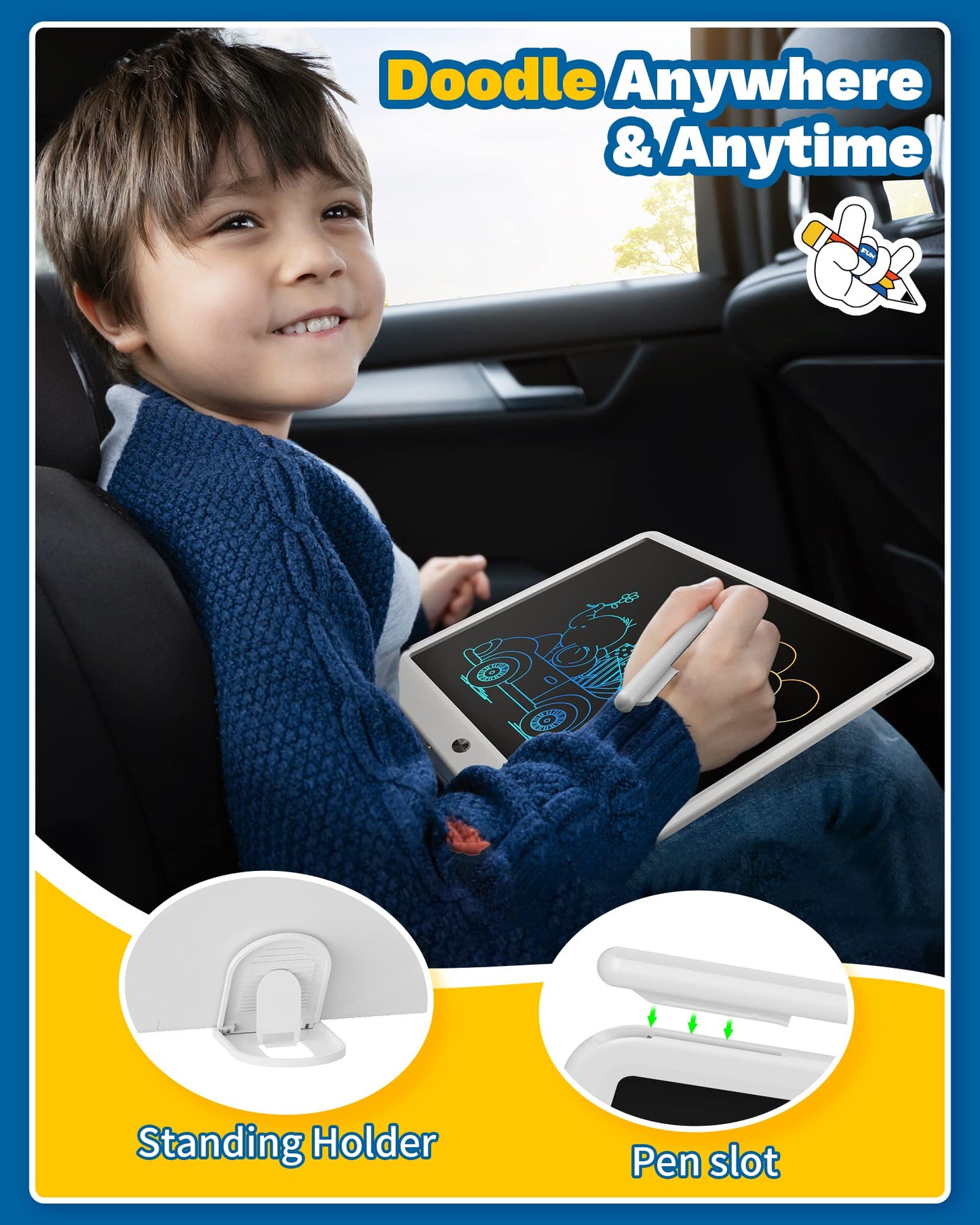 TEKFUN 15-Inch LCD Writing Tablet – Easter Gifts for Kids, Age 8+, Erasable Drawing Board