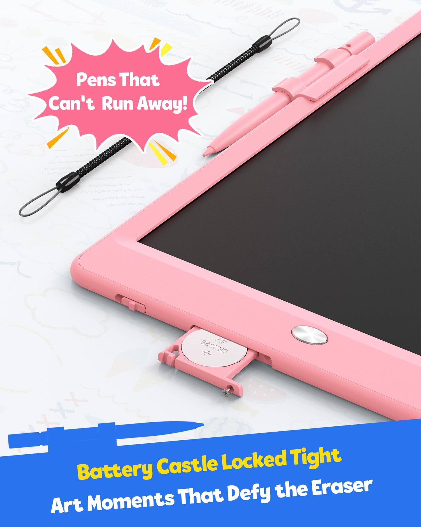 TEKFUN 10-Inch LCD Writing Tablet for Kids – Mess-Free Pink Doodle Board