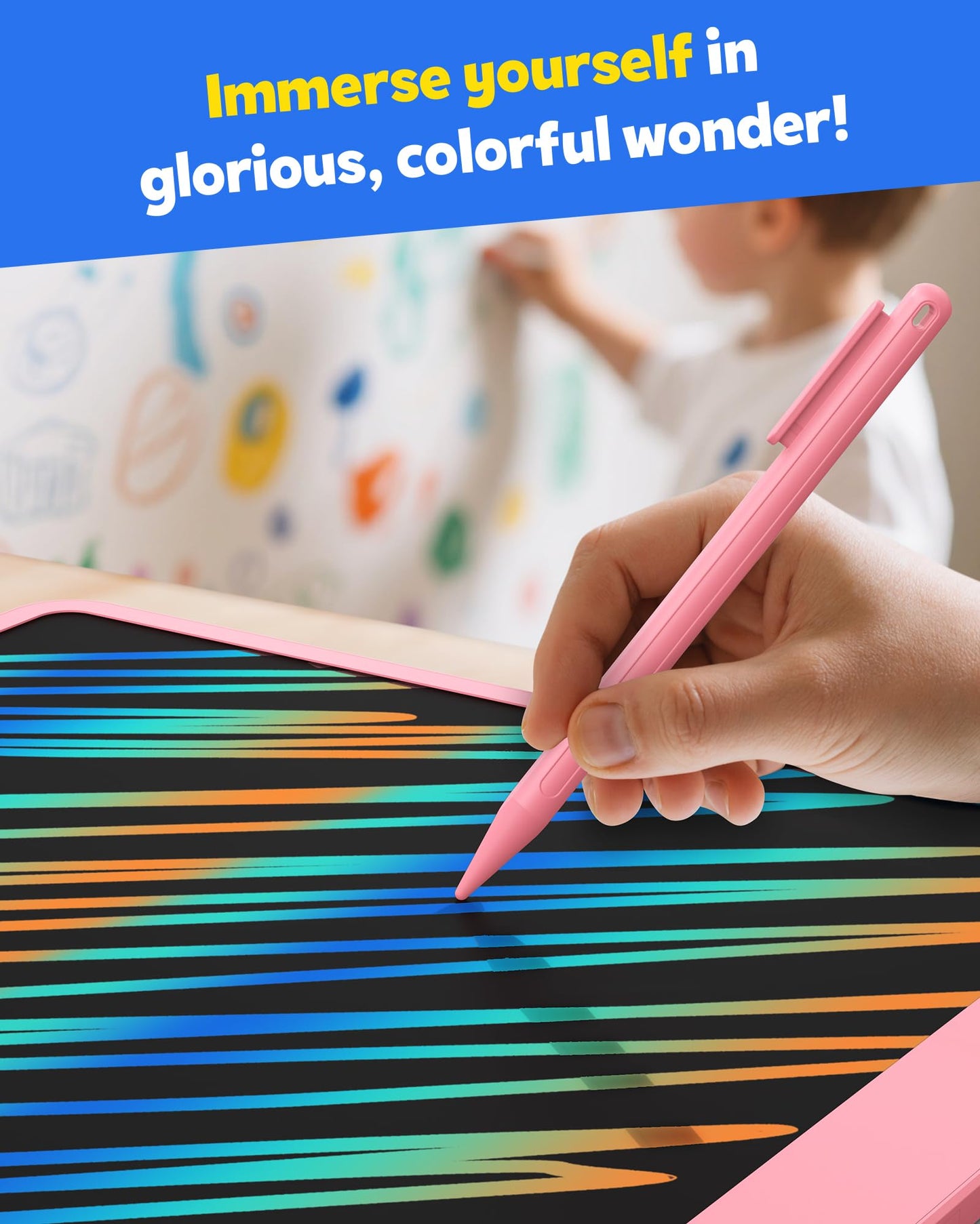 TEKFUN 16-Inch LCD Writing Tablet – Pink Doodle Board for Kids & Adults