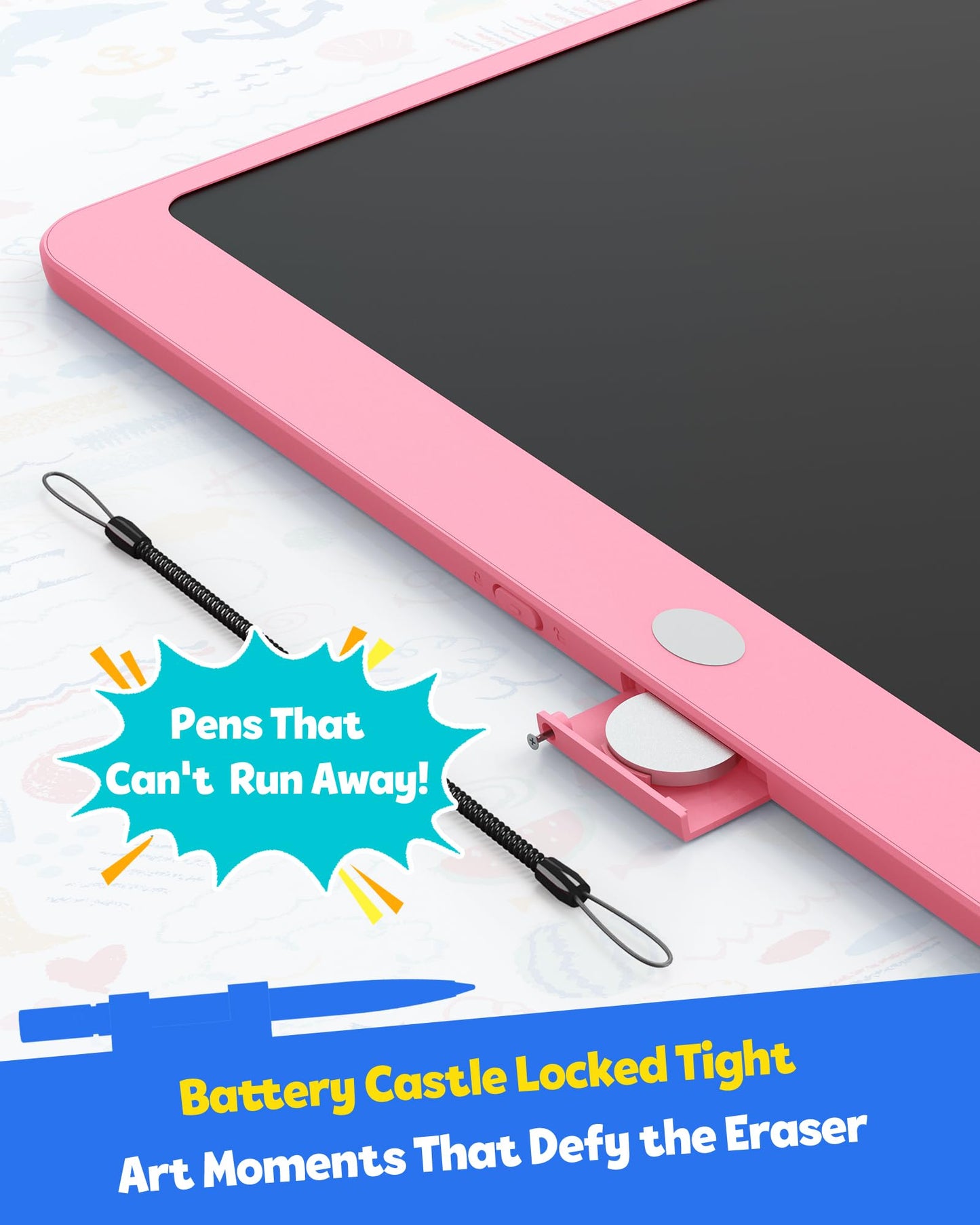 TEKFUN 16-Inch LCD Writing Tablet – Pink Doodle Board for Kids & Adults